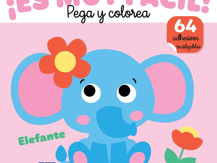 ¡es Muy Fácil! Pega Y Colorea. Elefante