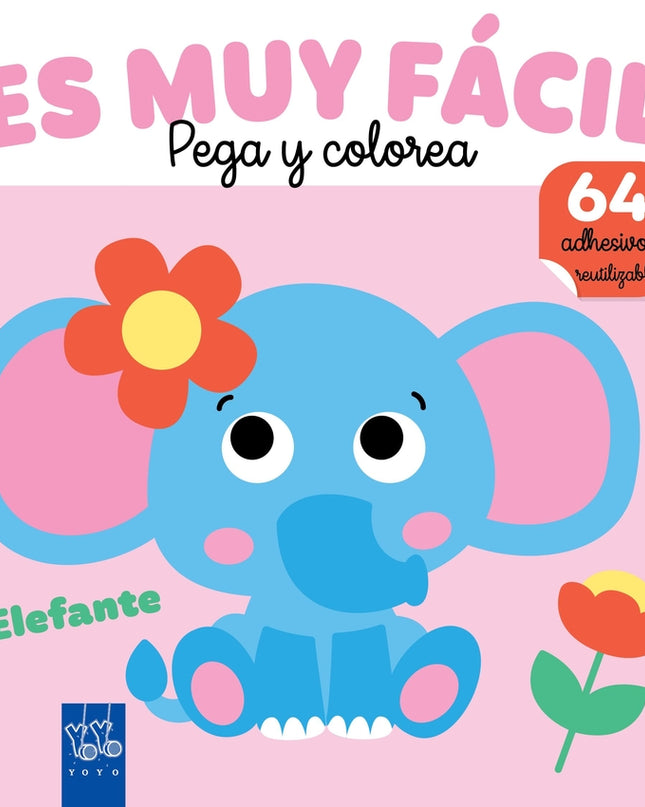 ¡es Muy Fácil! Pega Y Colorea. Elefante