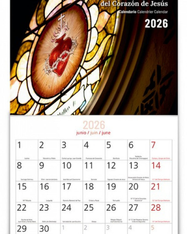 Calendario 2026 Pared Con Faldillas Del Sagrado Corazón